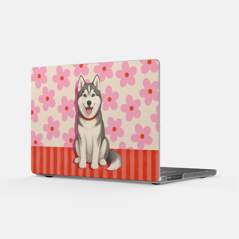 Custom Pet Portrait Floral Laptop Cover