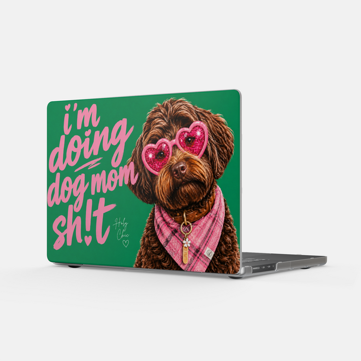 Custom pet portrait laptop cover — personalized dog photo MacBook case — Petunia Woof