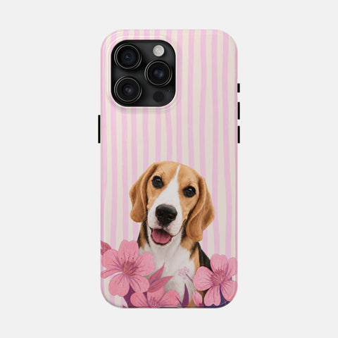 Custom Striped Pet Portrait Phone Case