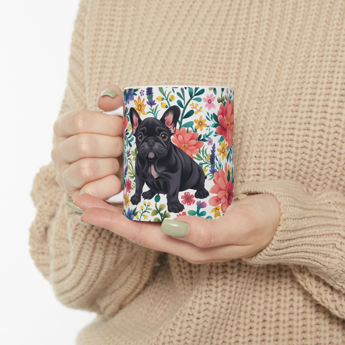 Floral French Bulldog Ceramic Mug - Perfect Gift for Dog Lovers - Petunia Woof