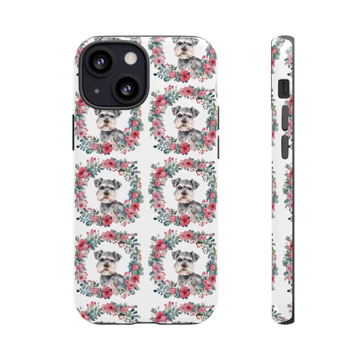 Cute Schnauzer Floral Dog Phone Case - Tough Cases for Pet Lovers