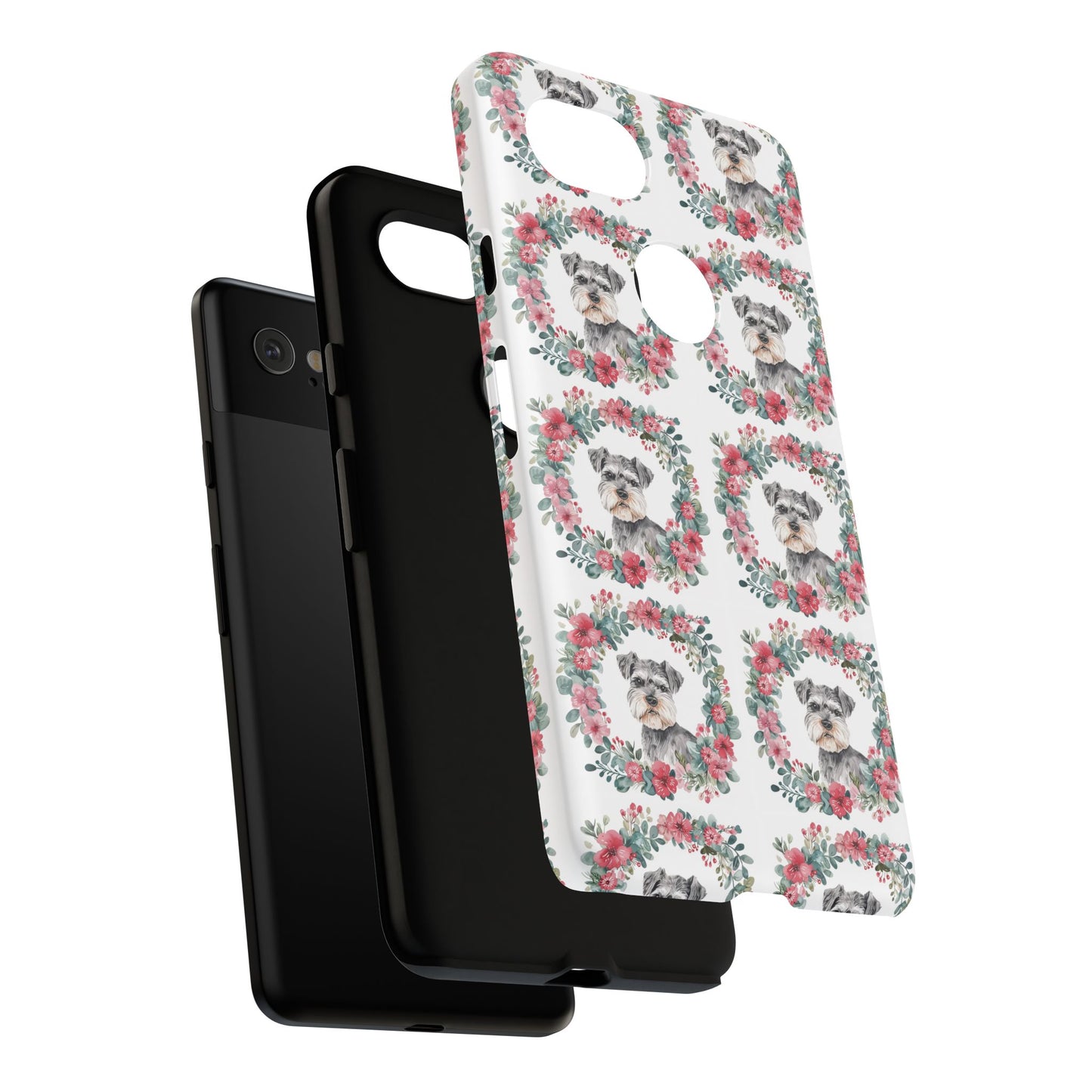 Cute Schnauzer Floral Dog Phone Case - Tough Cases for Pet Lovers