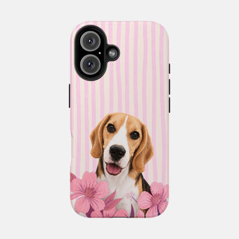 Custom Striped Pet Portrait Phone Case