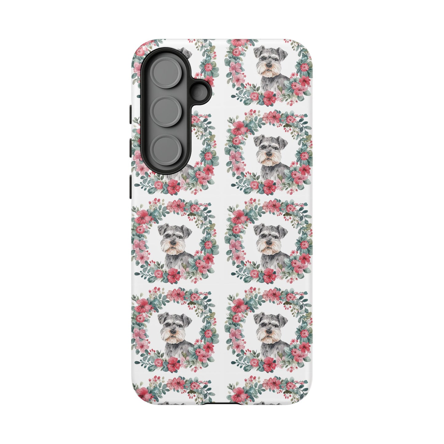 Cute Schnauzer Floral Dog Phone Case - Tough Cases for Pet Lovers