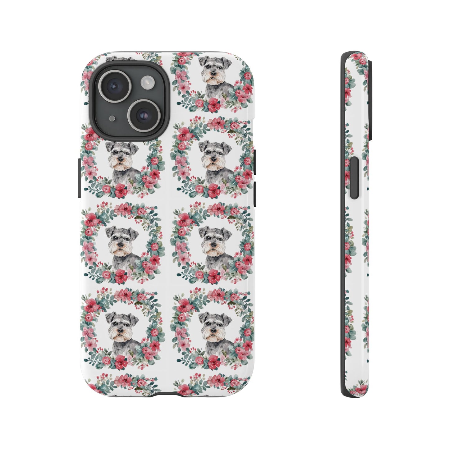 Cute Schnauzer Floral Dog Phone Case - Tough Cases for Pet Lovers