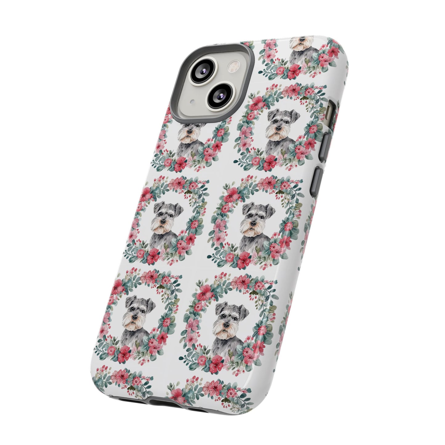 Cute Schnauzer Floral Dog Phone Case - Tough Cases for Pet Lovers