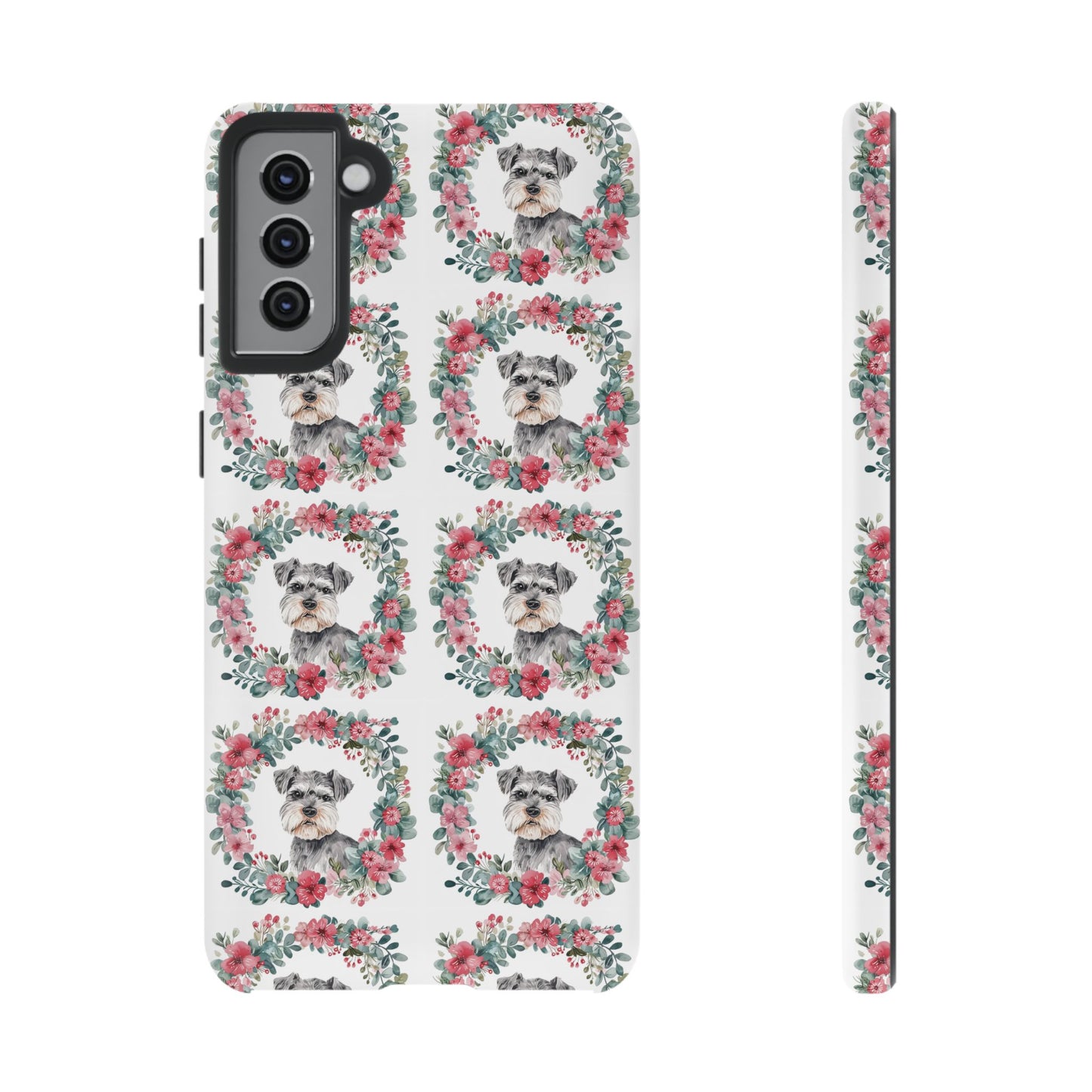 Cute Schnauzer Floral Dog Phone Case - Tough Cases for Pet Lovers