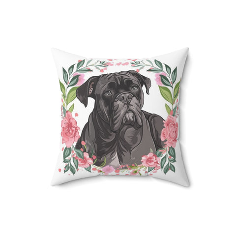 Cute Cane Corso Floral Pillow