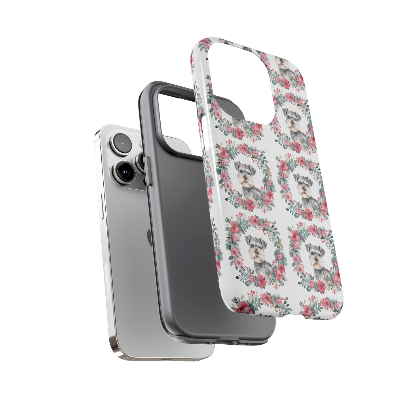 Cute Schnauzer Floral Dog Phone Case - Tough Cases for Pet Lovers