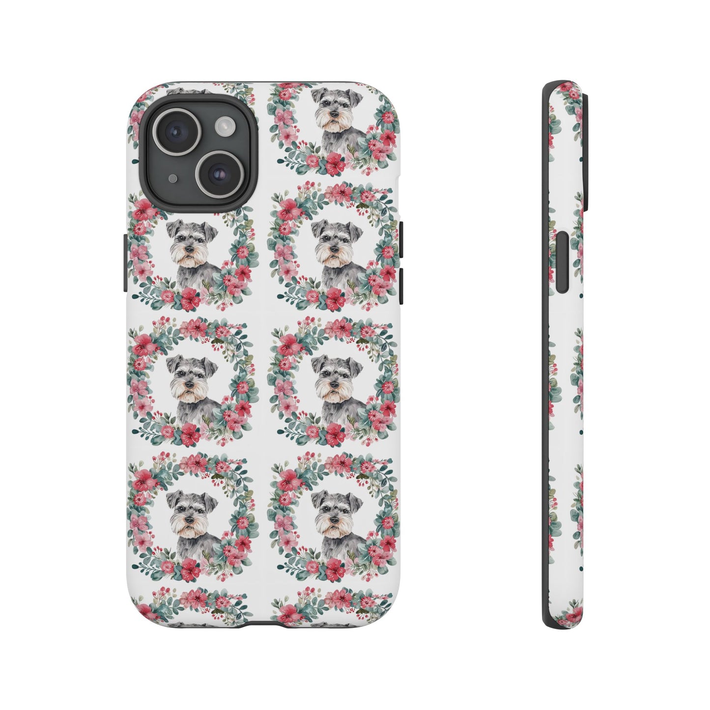 Cute Schnauzer Floral Dog Phone Case - Tough Cases for Pet Lovers