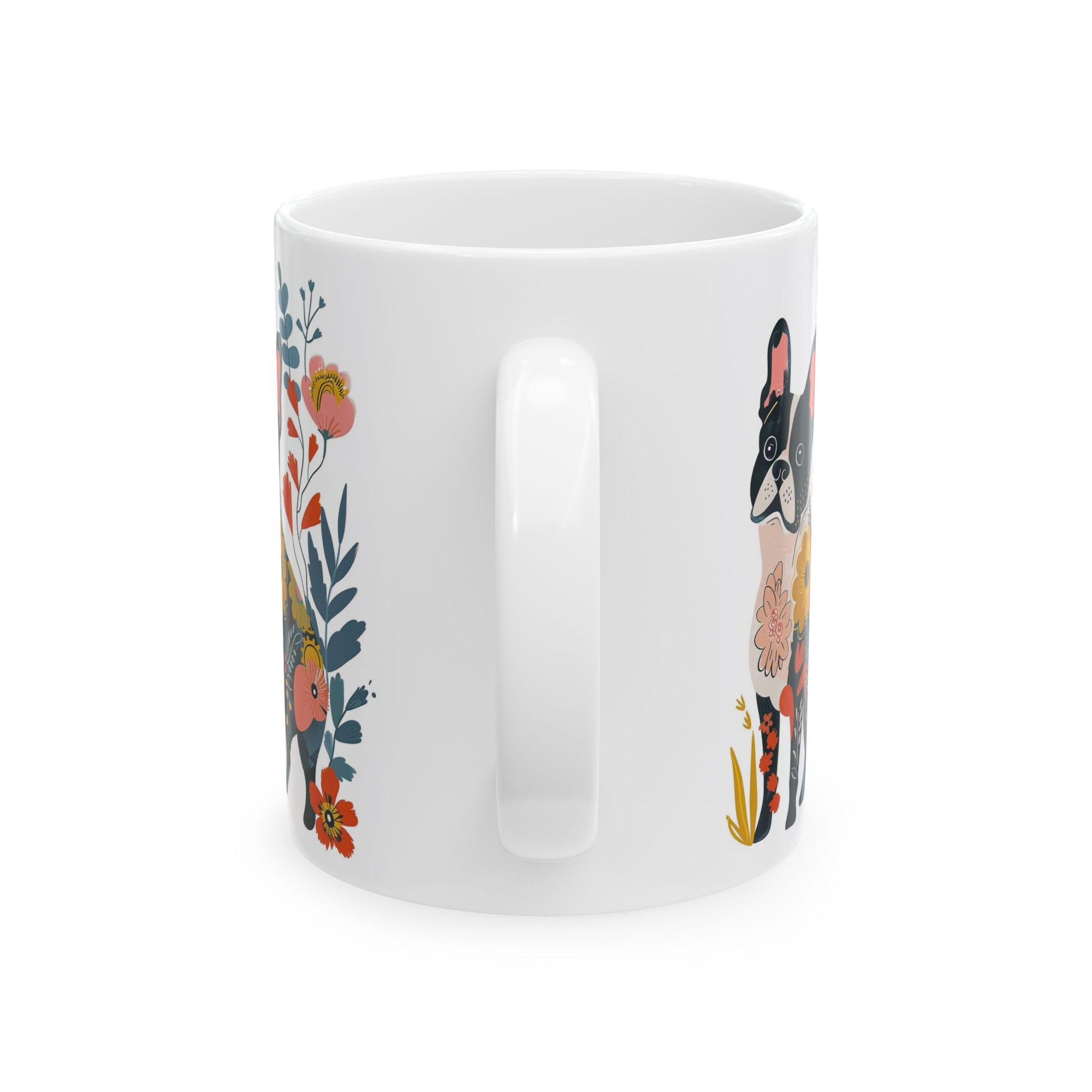 Floral French Bulldog Ceramic Mug - Cute Dog Design, Perfect Gift for Dog Lovers - Petunia Woof