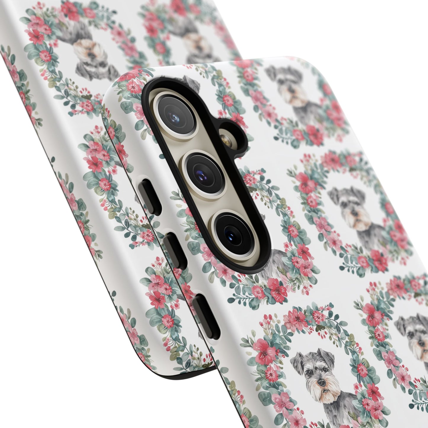 Cute Schnauzer Floral Dog Phone Case - Tough Cases for Pet Lovers