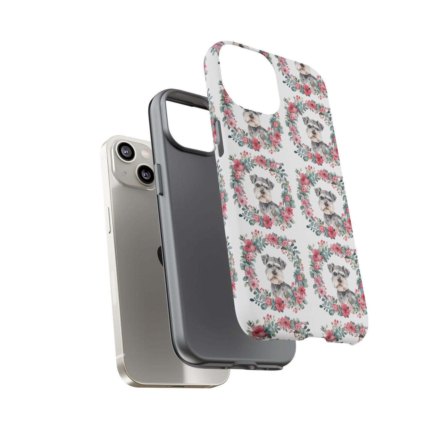 Cute Schnauzer Floral Dog Phone Case - Tough Cases for Pet Lovers