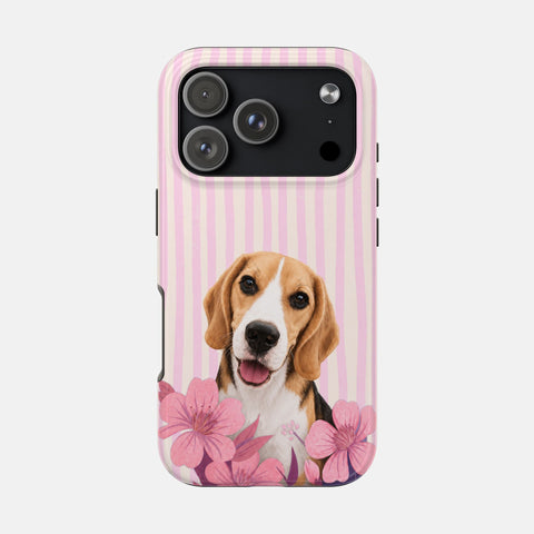 Custom Striped Pet Portrait Phone Case