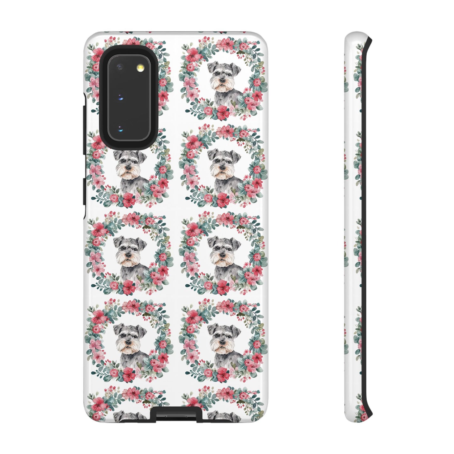 Cute Schnauzer Floral Dog Phone Case - Tough Cases for Pet Lovers