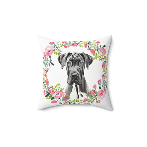 Great Dane Floral Pillow