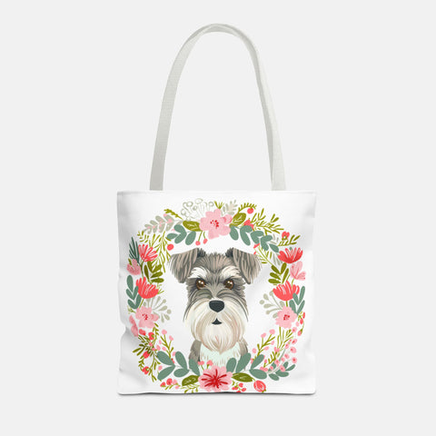 Floral Schnauzer Tote Bag