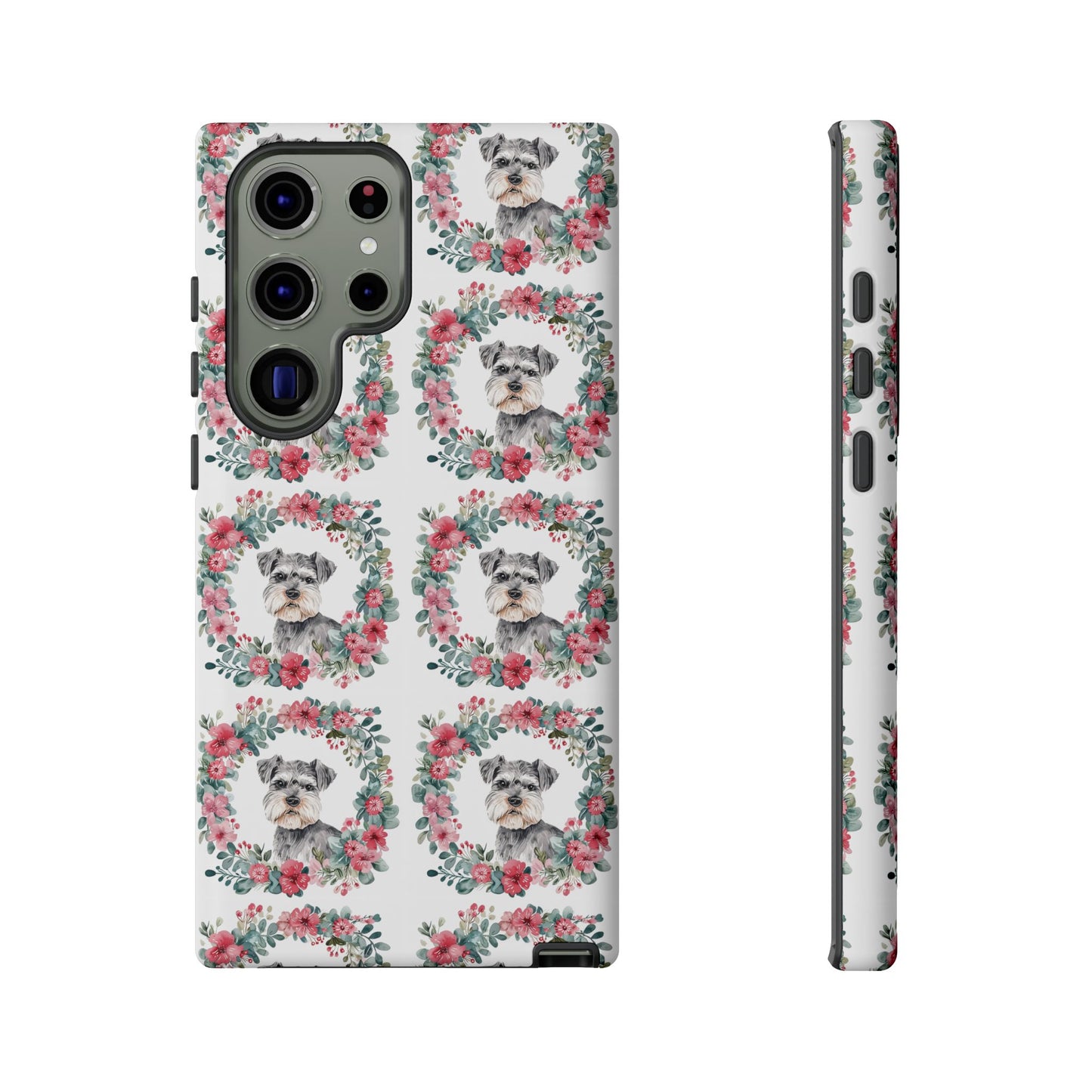 Cute Schnauzer Floral Dog Phone Case - Tough Cases for Pet Lovers