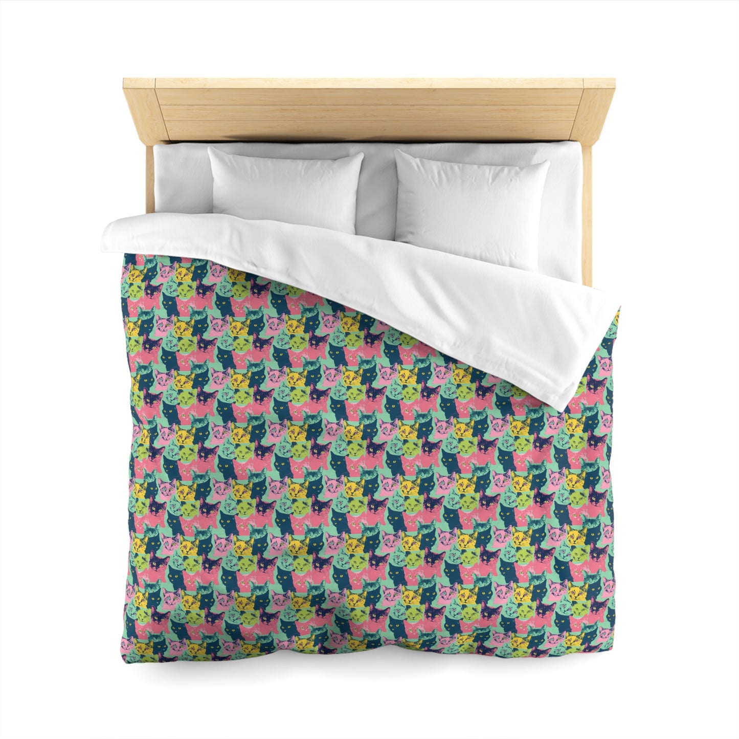 Colorful Cat Pattern Microfiber Duvet Cover - Perfect for Animal Lovers - Petunia Woof