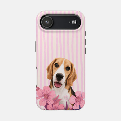 Custom Striped Pet Portrait Phone Case