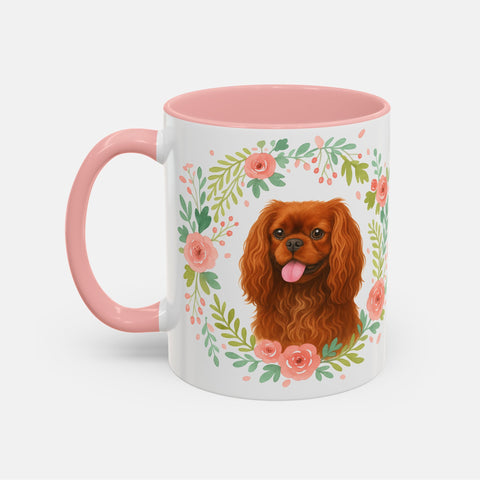 Custom Floral Wreath Pet Portrait Mug