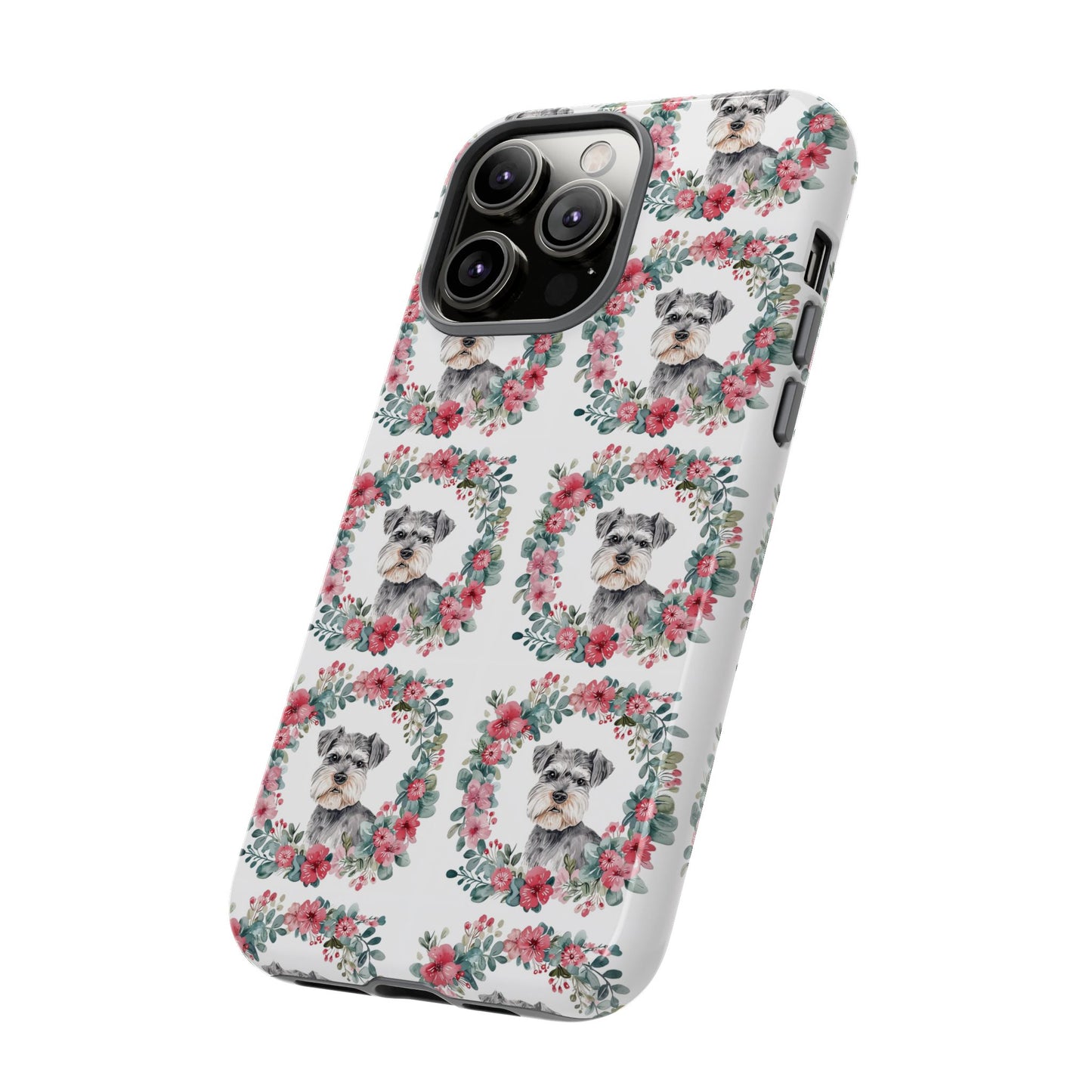 Cute Schnauzer Floral Dog Phone Case - Tough Cases for Pet Lovers