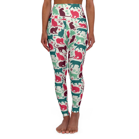 Cute Cat Print High Waisted Yoga Leggings for Cat Lovers
