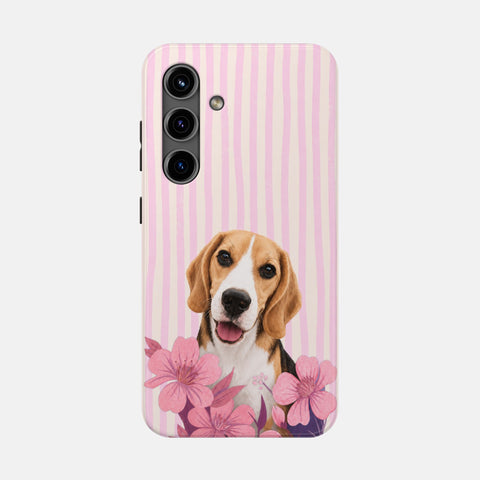 Custom Striped Pet Portrait Phone Case