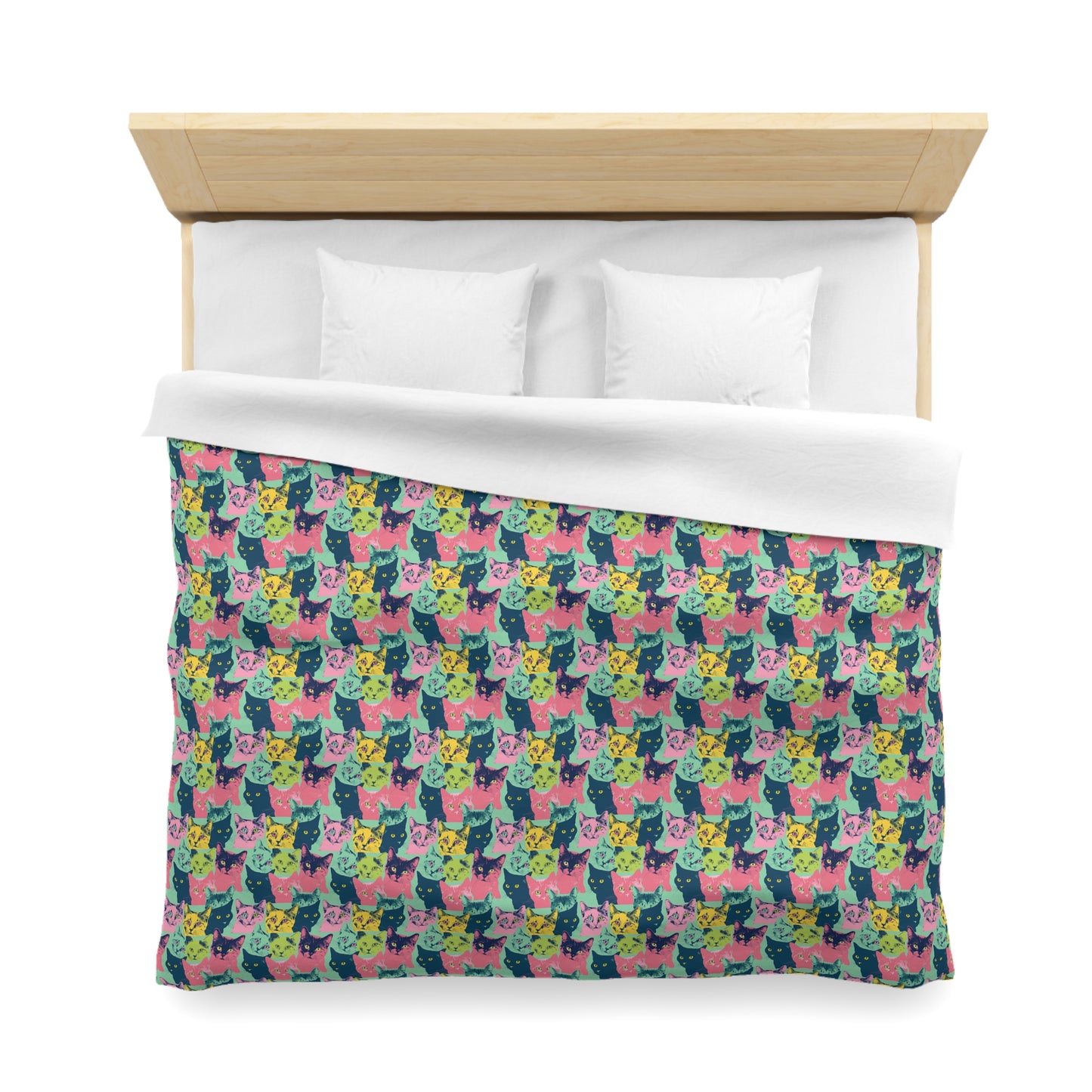 Colorful Cat Pattern Microfiber Duvet Cover - Perfect for Animal Lovers - Petunia Woof