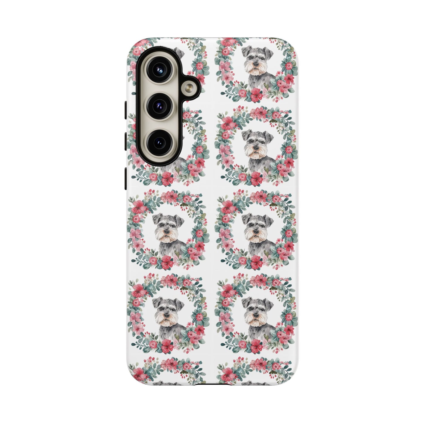 Cute Schnauzer Floral Dog Phone Case - Tough Cases for Pet Lovers