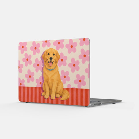 Custom Pet Portrait Floral Laptop Cover