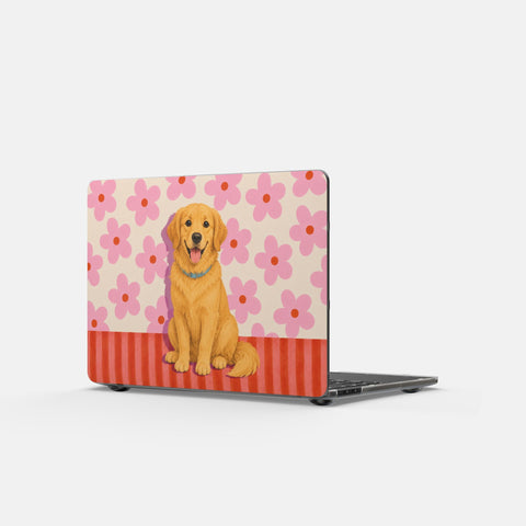Custom Pet Portrait Floral Laptop Cover