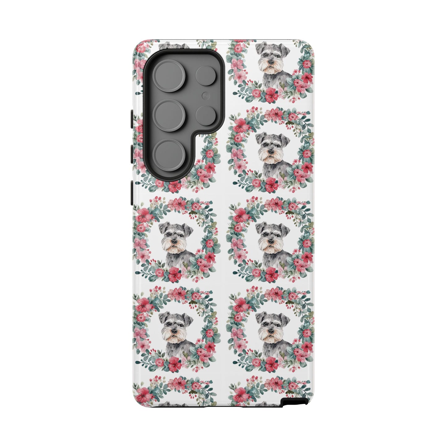 Cute Schnauzer Floral Dog Phone Case - Tough Cases for Pet Lovers