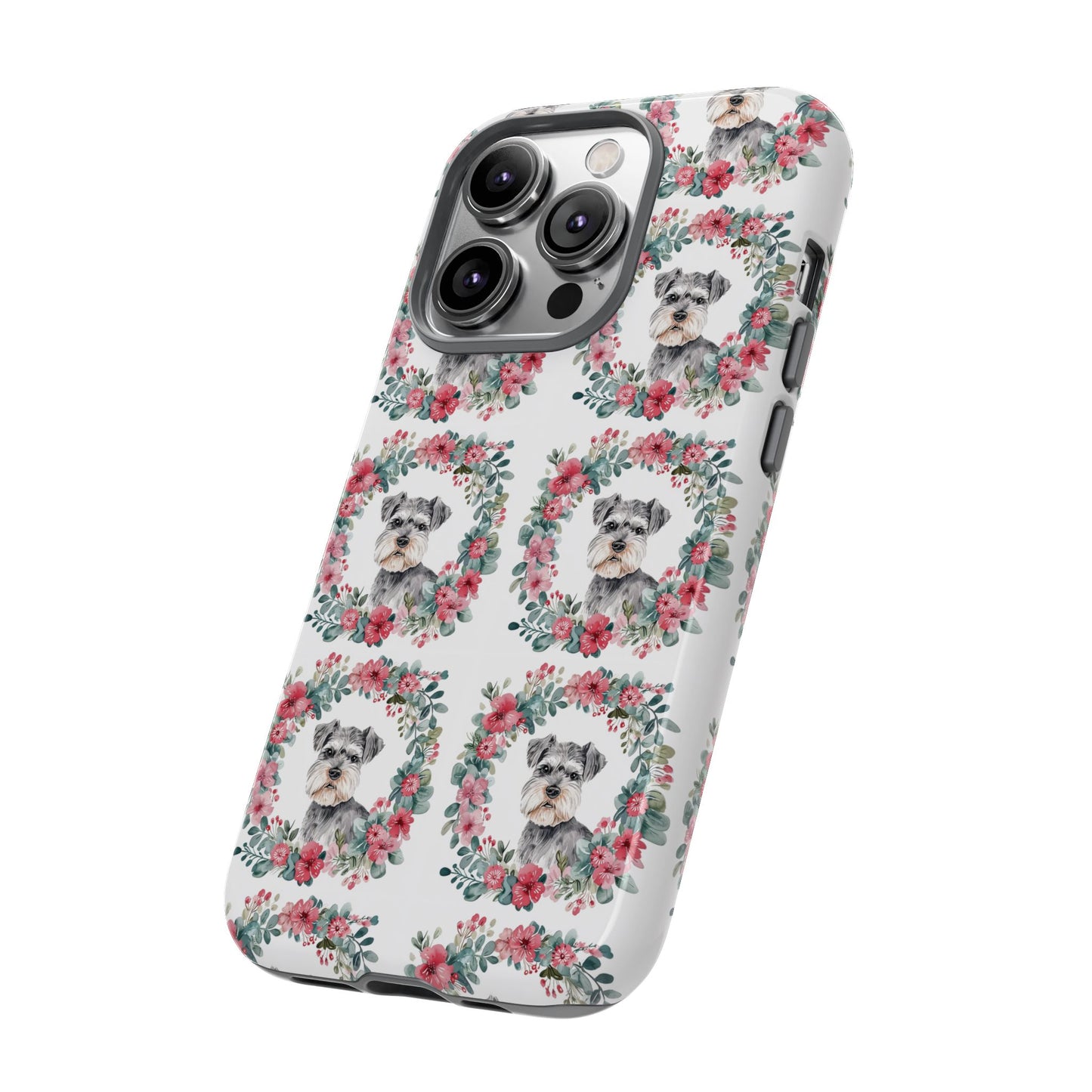 Cute Schnauzer Floral Dog Phone Case - Tough Cases for Pet Lovers