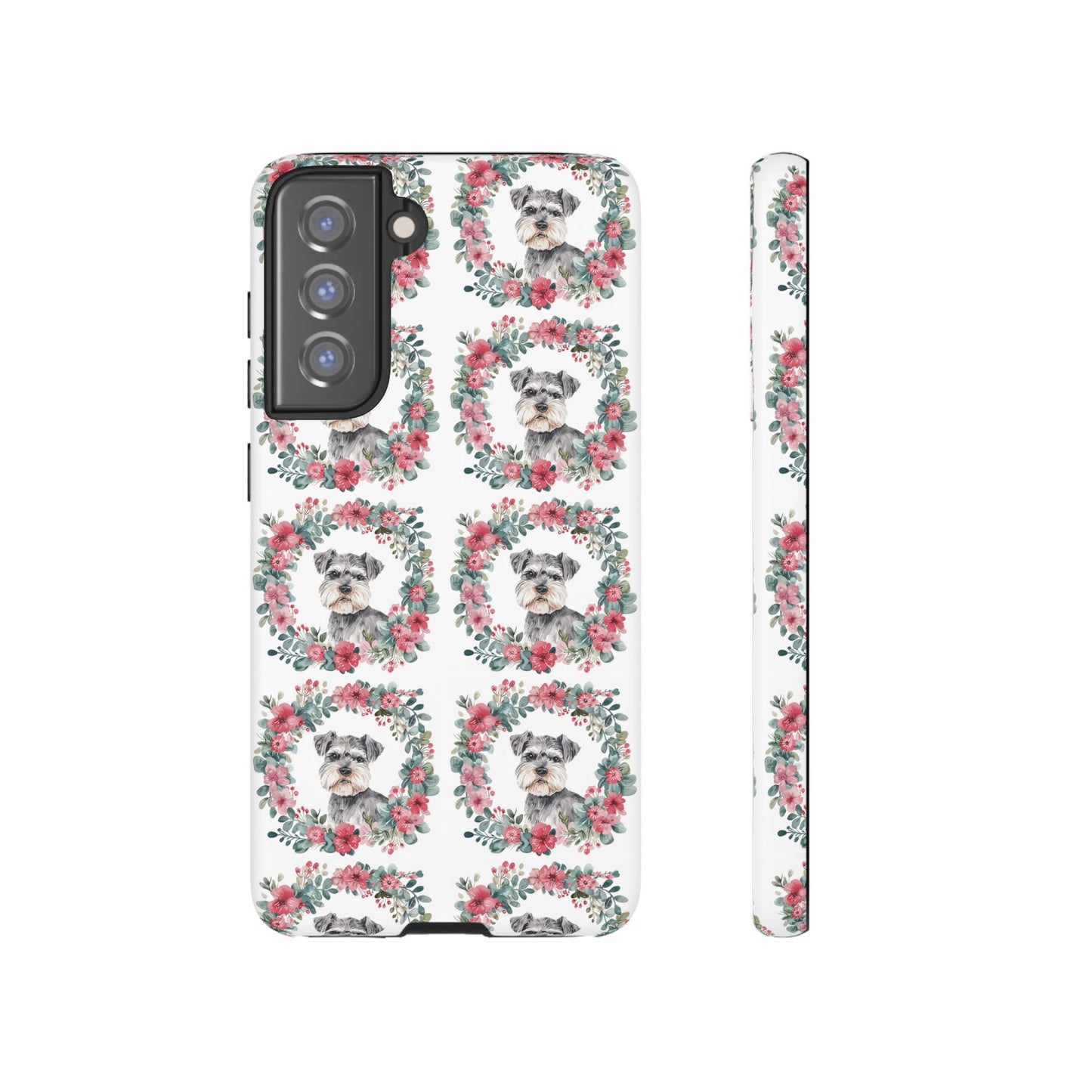 Cute Schnauzer Floral Dog Phone Case - Tough Cases for Pet Lovers