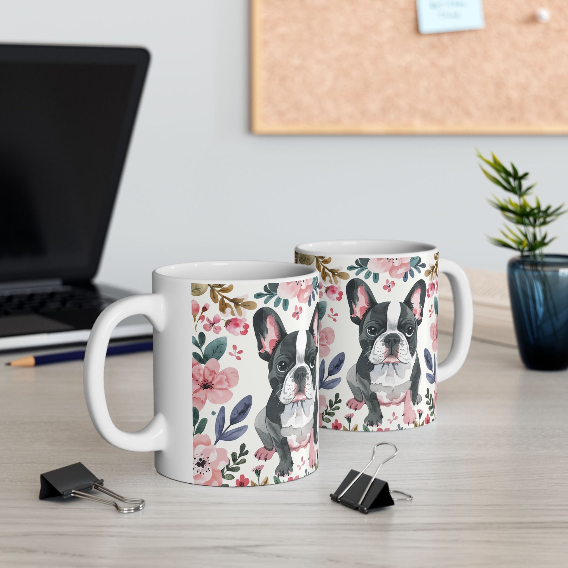 Floral French Bulldog Ceramic Mug - Cute Pet Lover Gift - Petunia Woof