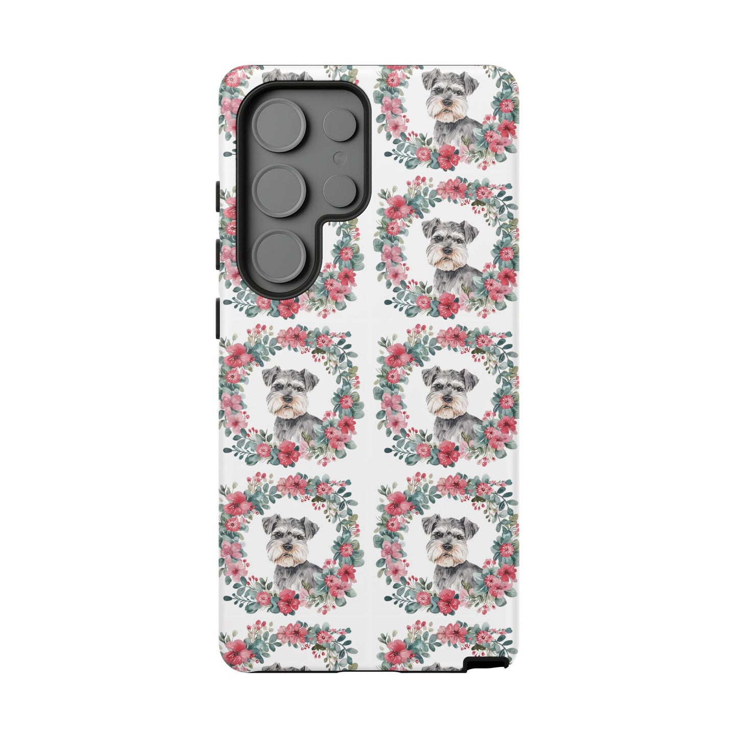 Cute Schnauzer Floral Dog Phone Case - Tough Cases for Pet Lovers