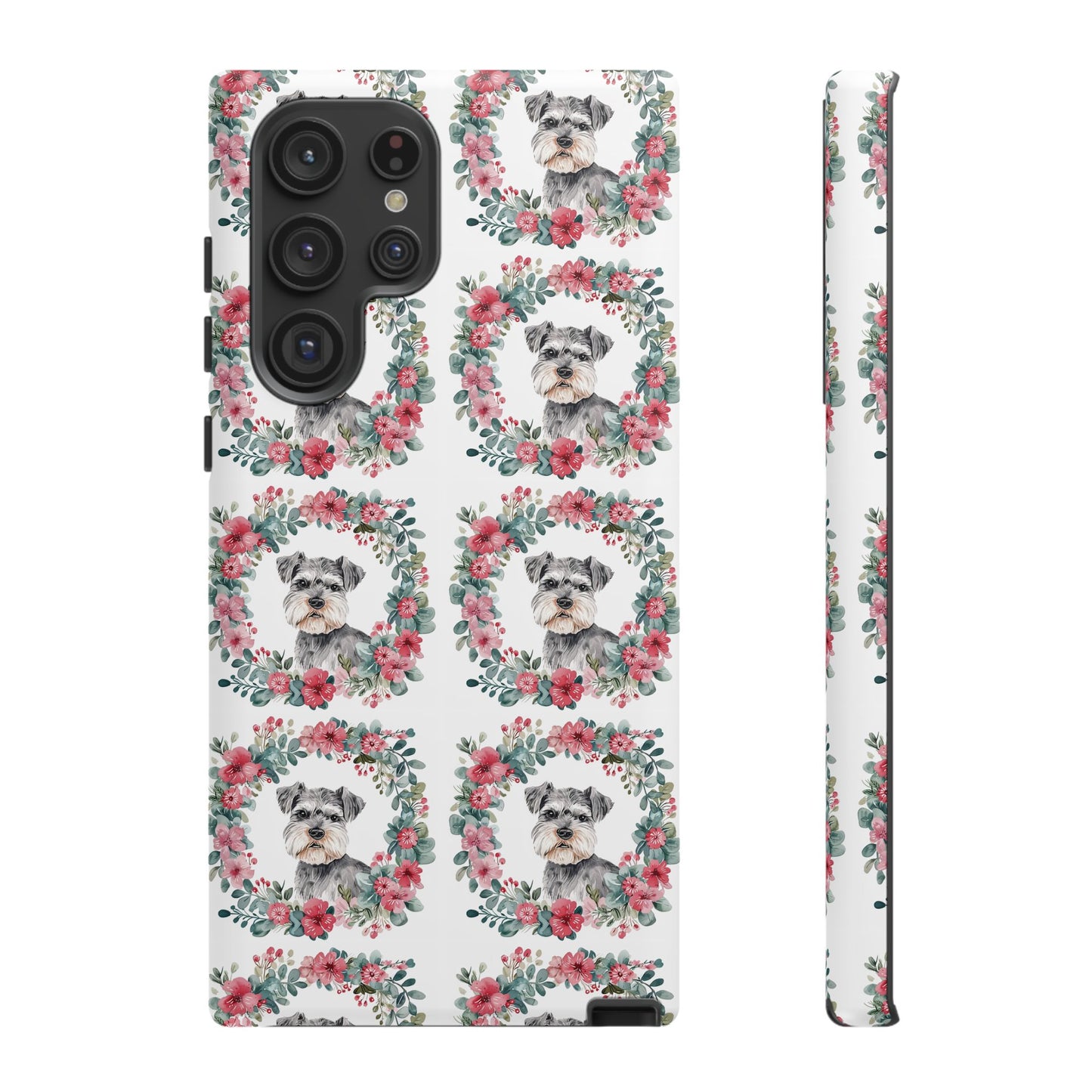 Cute Schnauzer Floral Dog Phone Case - Tough Cases for Pet Lovers