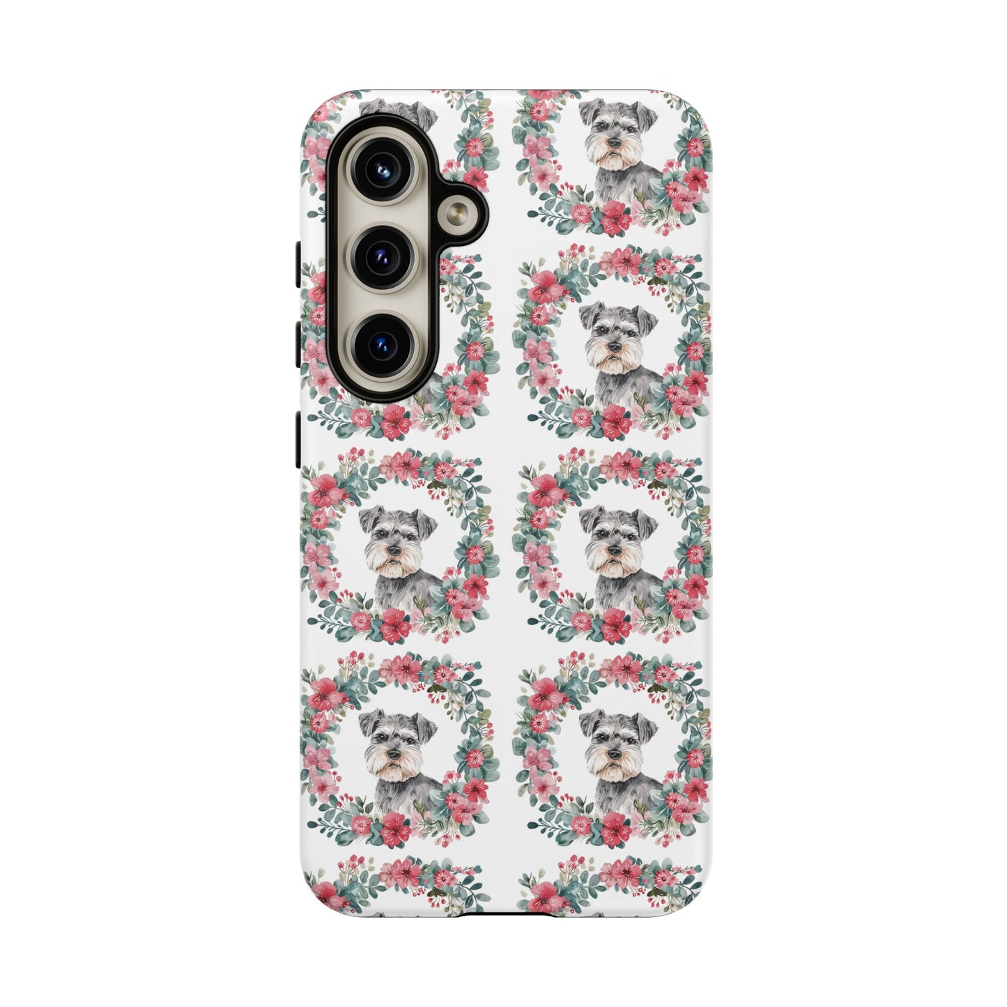 Cute Schnauzer Floral Dog Phone Case - Tough Cases for Pet Lovers