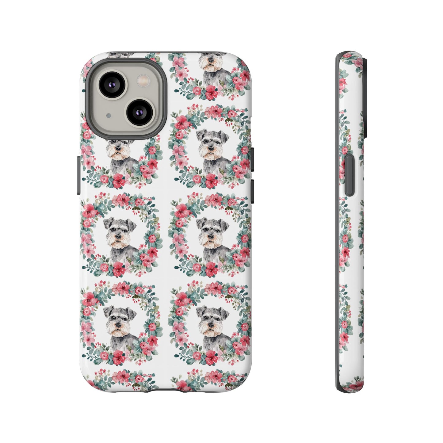 Cute Schnauzer Floral Dog Phone Case - Tough Cases for Pet Lovers