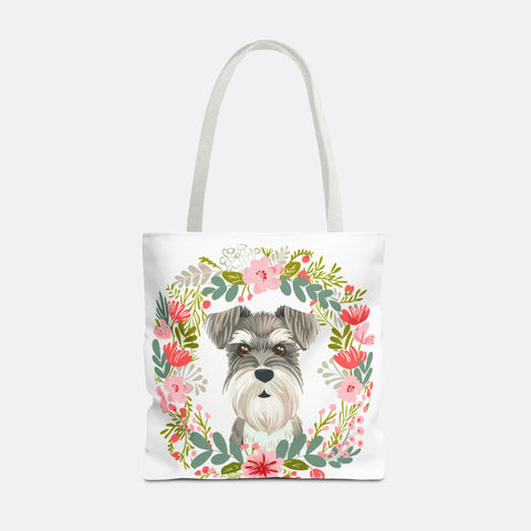 Floral Schnauzer Tote Bag