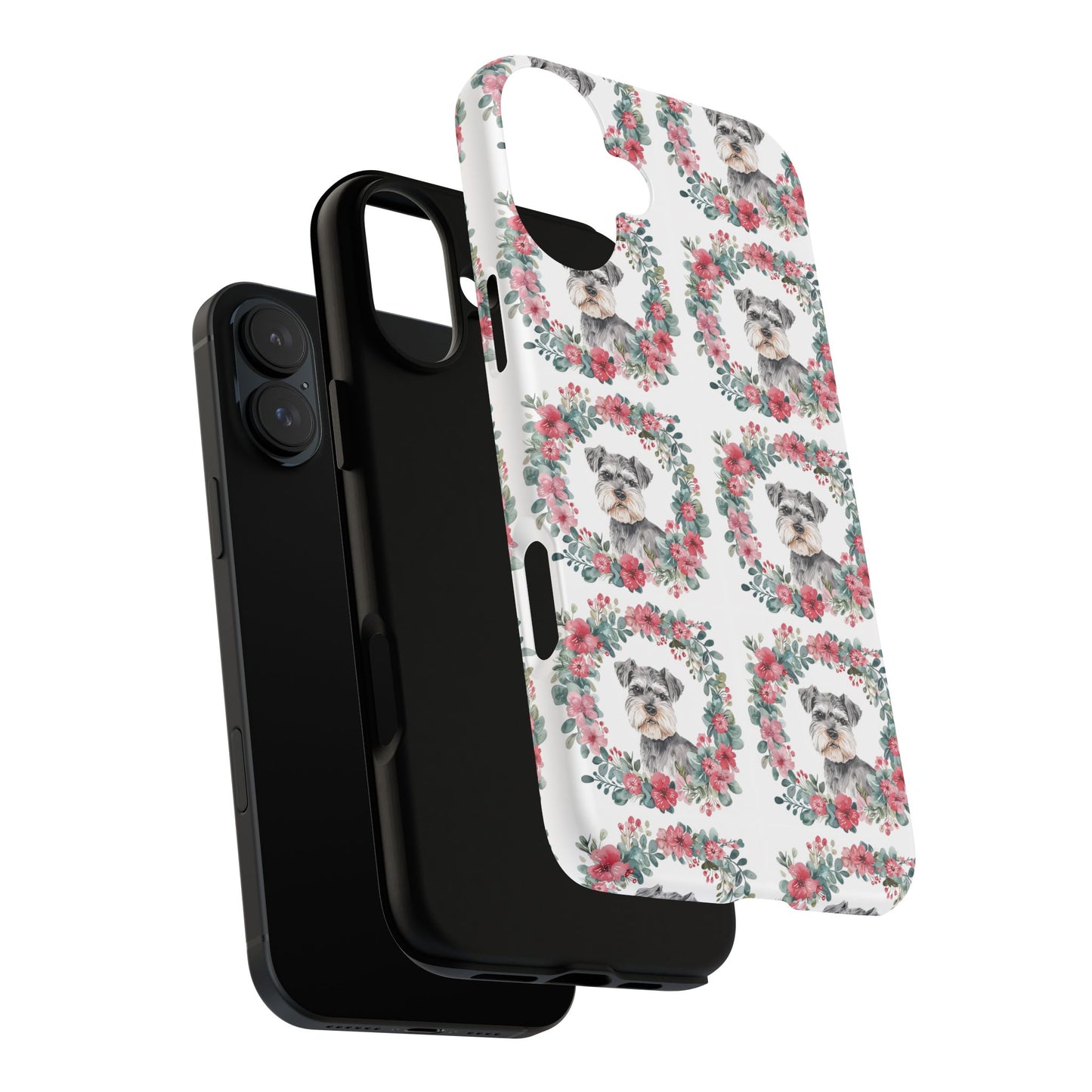 Cute Schnauzer Floral Dog Phone Case - Tough Cases for Pet Lovers