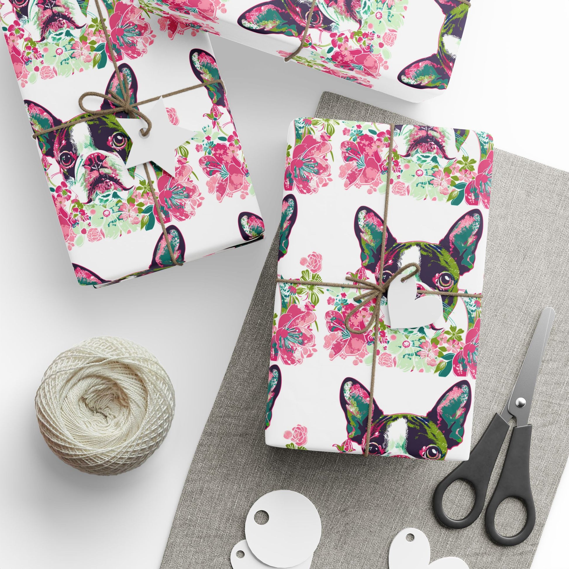 Cute French Bulldog Wrapping Paper - Floral Design for Pets Lovers - Petunia Woof