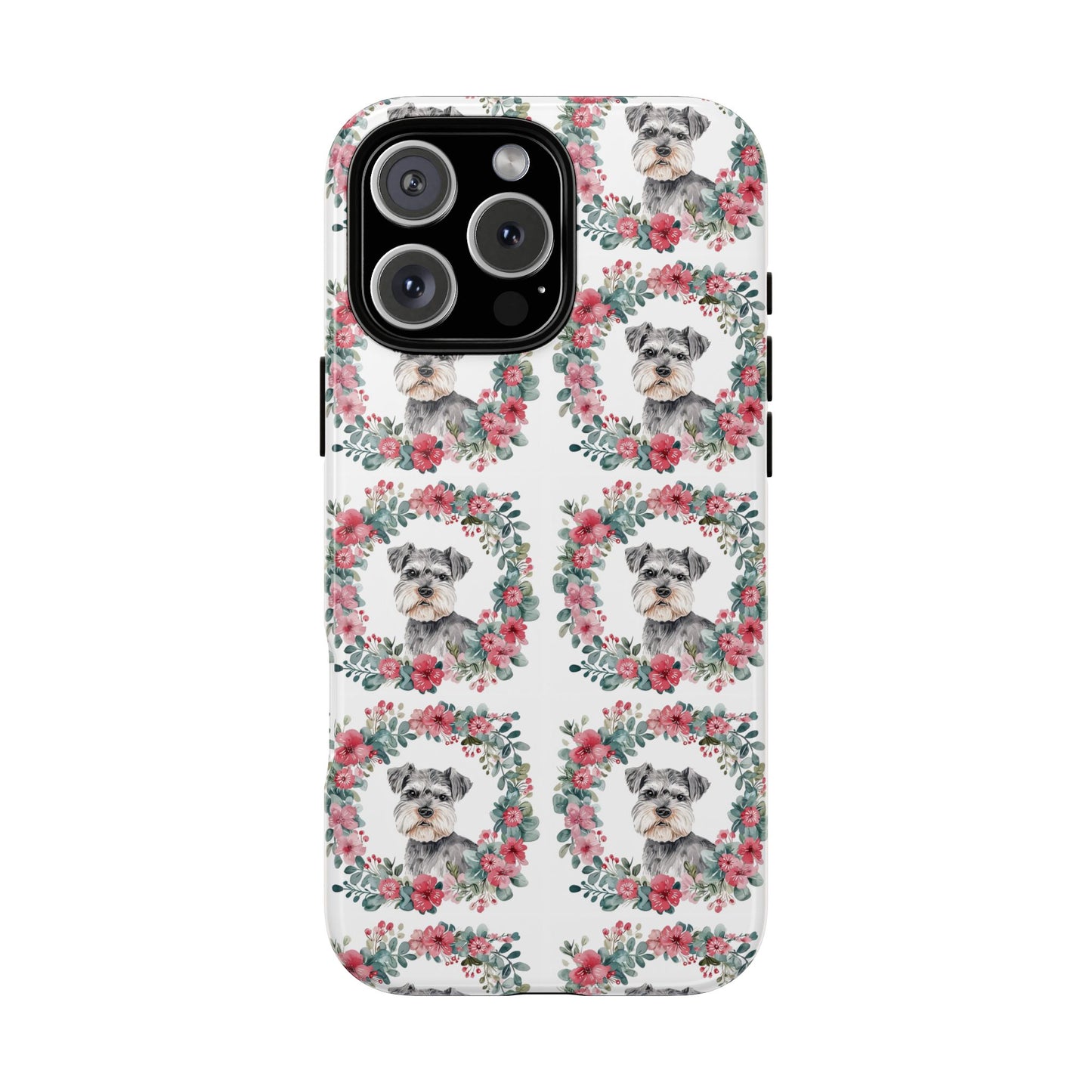 Cute Schnauzer Floral Dog Phone Case - Tough Cases for Pet Lovers