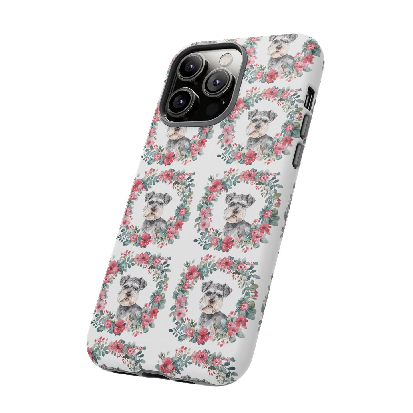 Cute Schnauzer Floral Dog Phone Case - Tough Cases for Pet Lovers