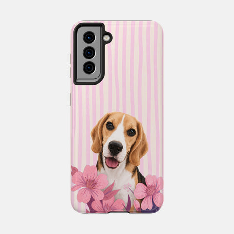Custom Striped Pet Portrait Phone Case