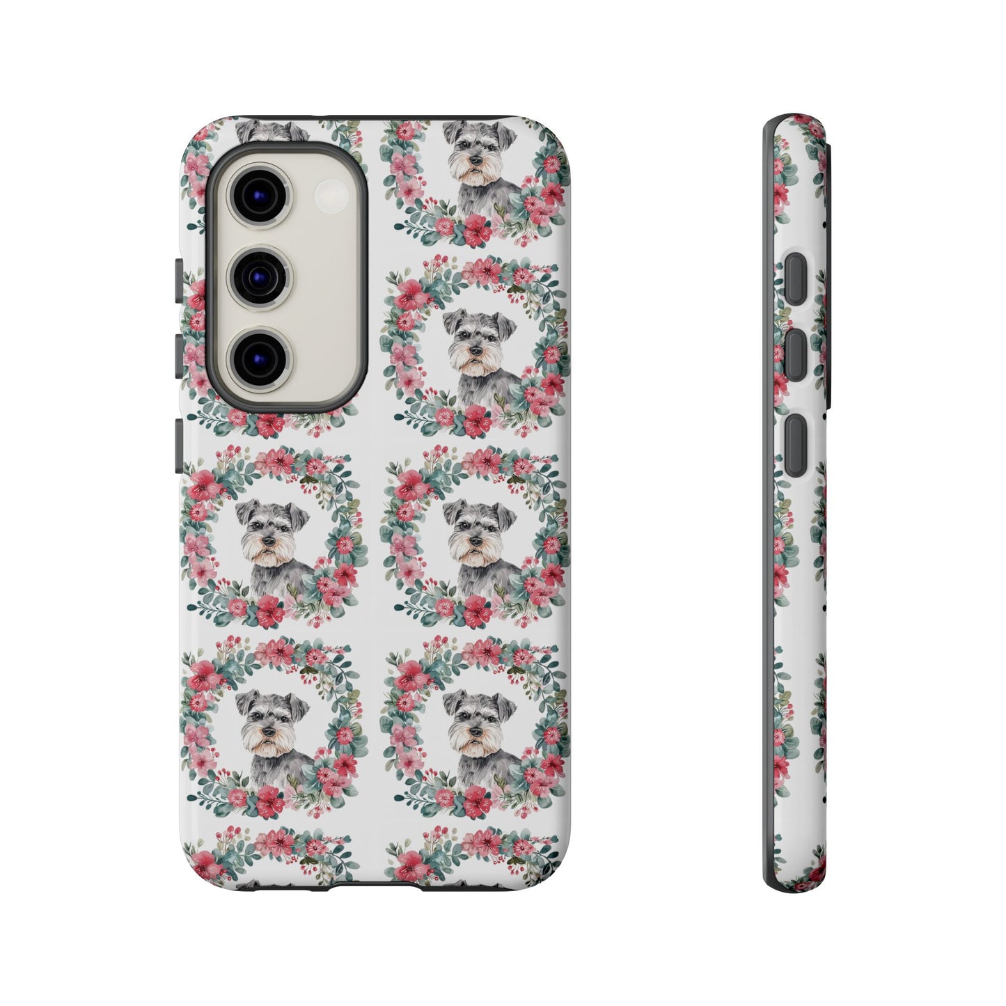 Cute Schnauzer Floral Dog Phone Case - Tough Cases for Pet Lovers