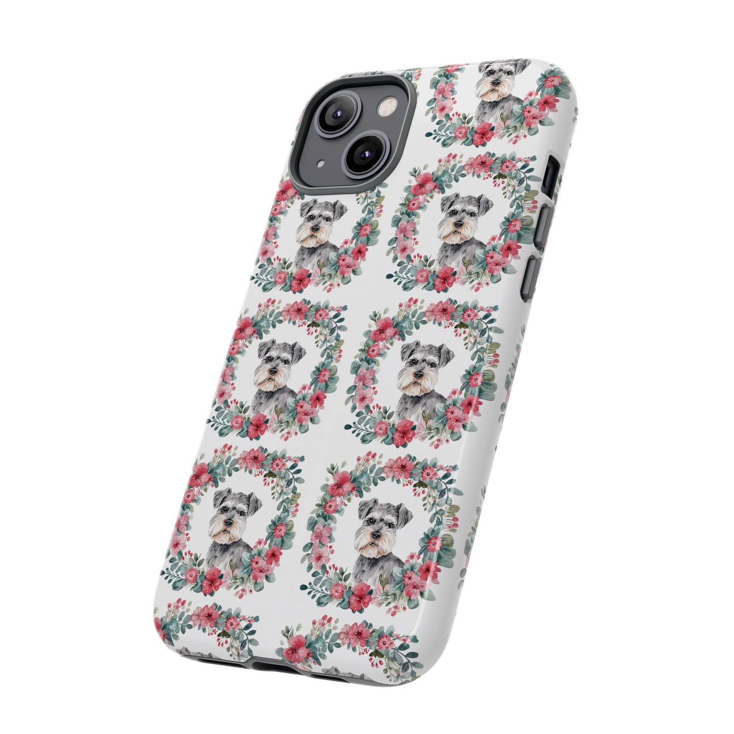 Cute Schnauzer Floral Dog Phone Case - Tough Cases for Pet Lovers