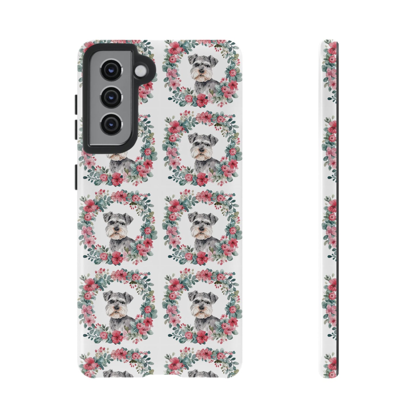 Cute Schnauzer Floral Dog Phone Case - Tough Cases for Pet Lovers