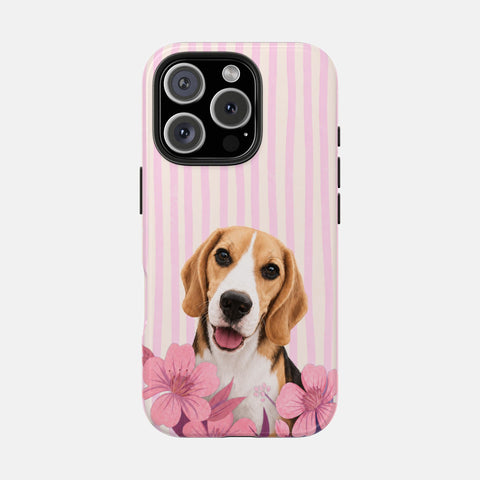 Custom Striped Pet Portrait Phone Case